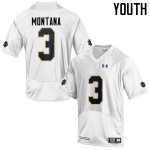 Notre Dame Fighting Irish Youth Joe Montana #3 White Under Armour Authentic Stitched College NCAA Football Jersey OZQ2399DX